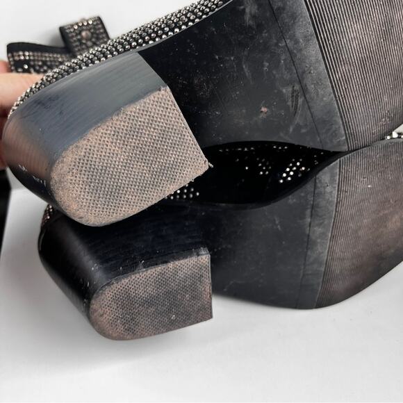 ISNOM Black Studded Rhinestone western Ankle Boots size 7 - Picture 12 of 13